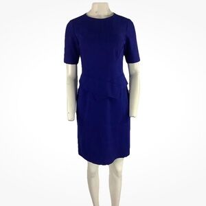 Lafayette 148 Sz S Fit & Flare Business Casual Ruffle Detail Dress Royal Blue